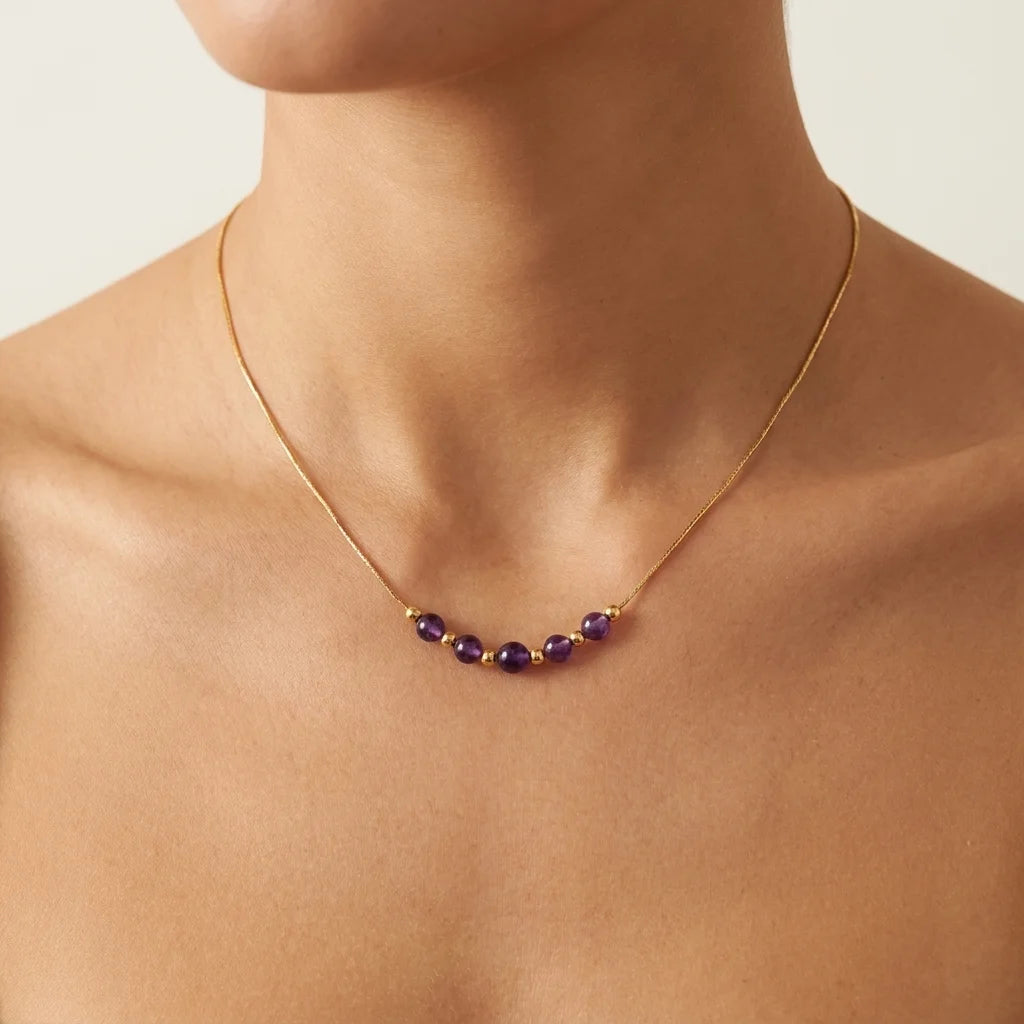 Amethyst Klarheits-Halskette – getragen