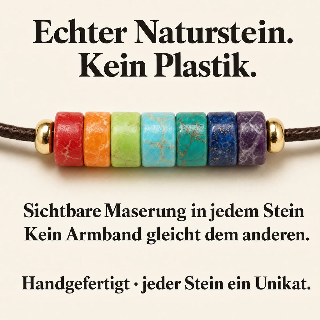 Chakren Armband: echter Naturstein mit sichtbarer Maserung