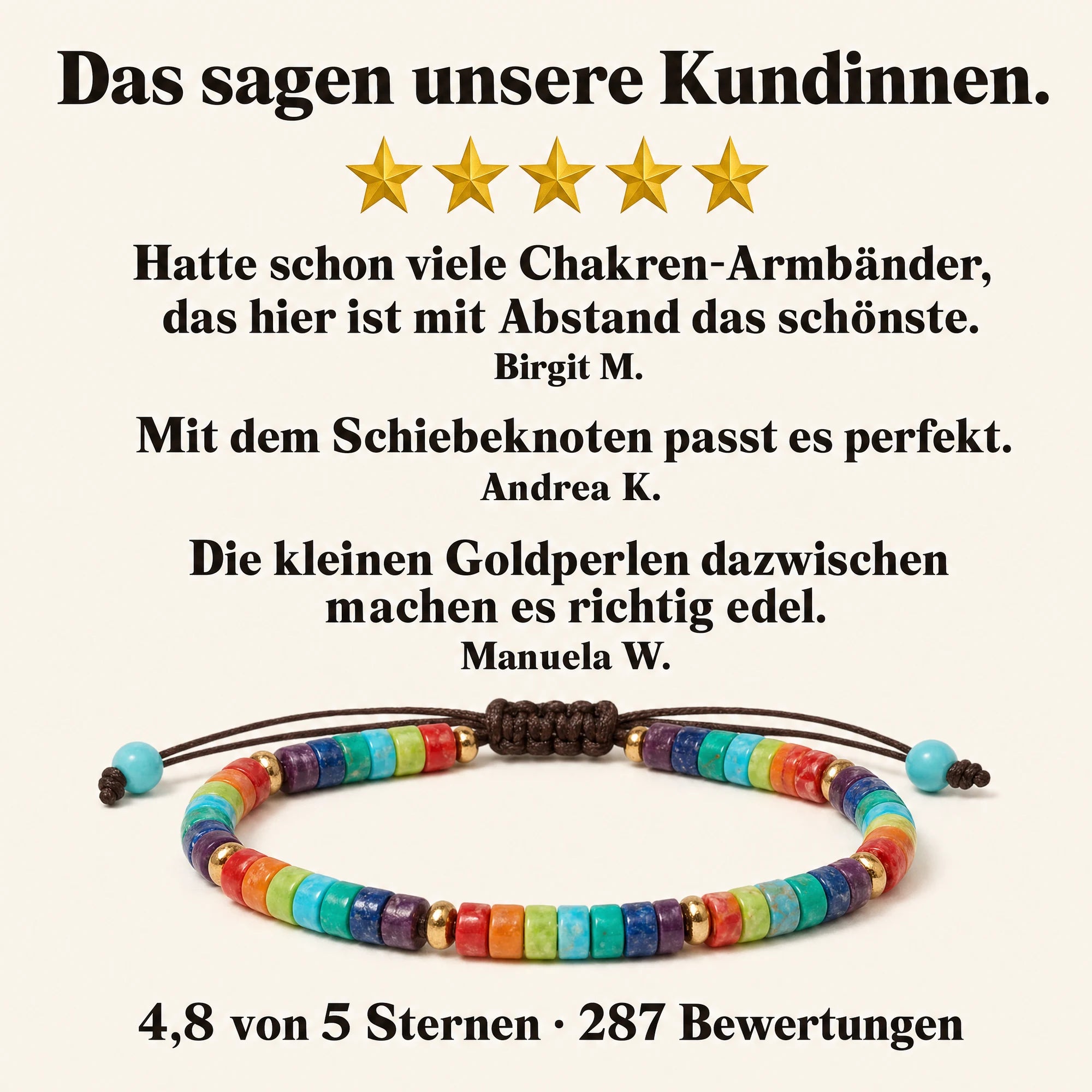 Chakren Armband: Kundenbewertungen mit 4,8 von 5 Sternen
