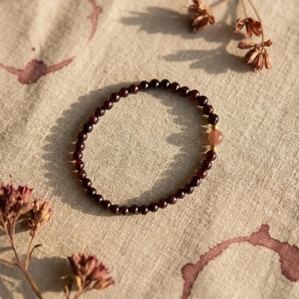 Granat & Erdbeerquarz Armband – Produktfoto 1