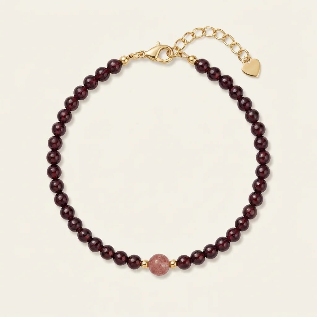 Granat & Erdbeerquarz Armband – Produktfoto