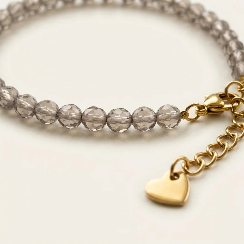 Naturstein Armband – Rauchgrau – Detail