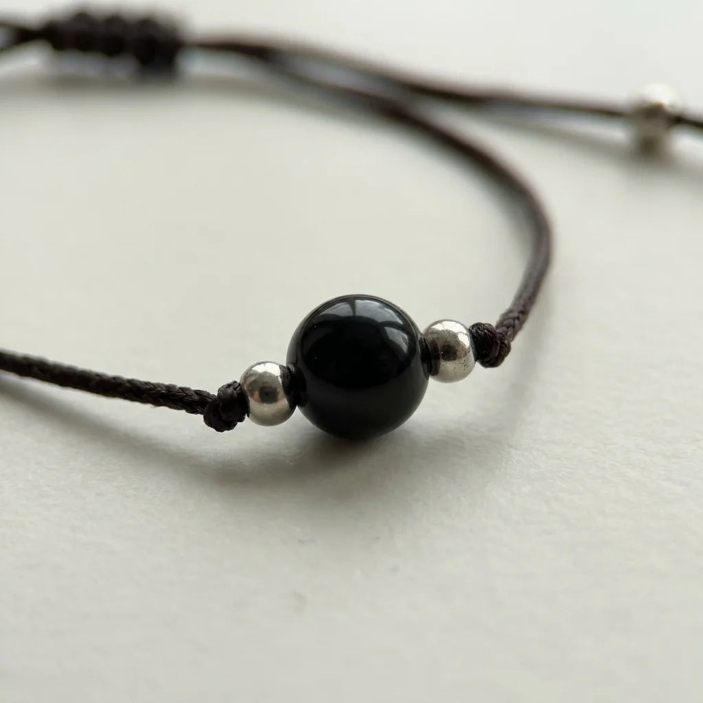 Obsidian Schutz-Armband – Naturband – Detail