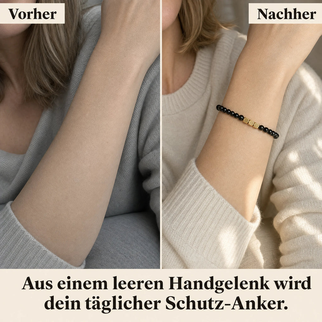 Obsidian Schutz-Armband Vorher-Nachher: vom Schmuckkästchen ans Handgelenk