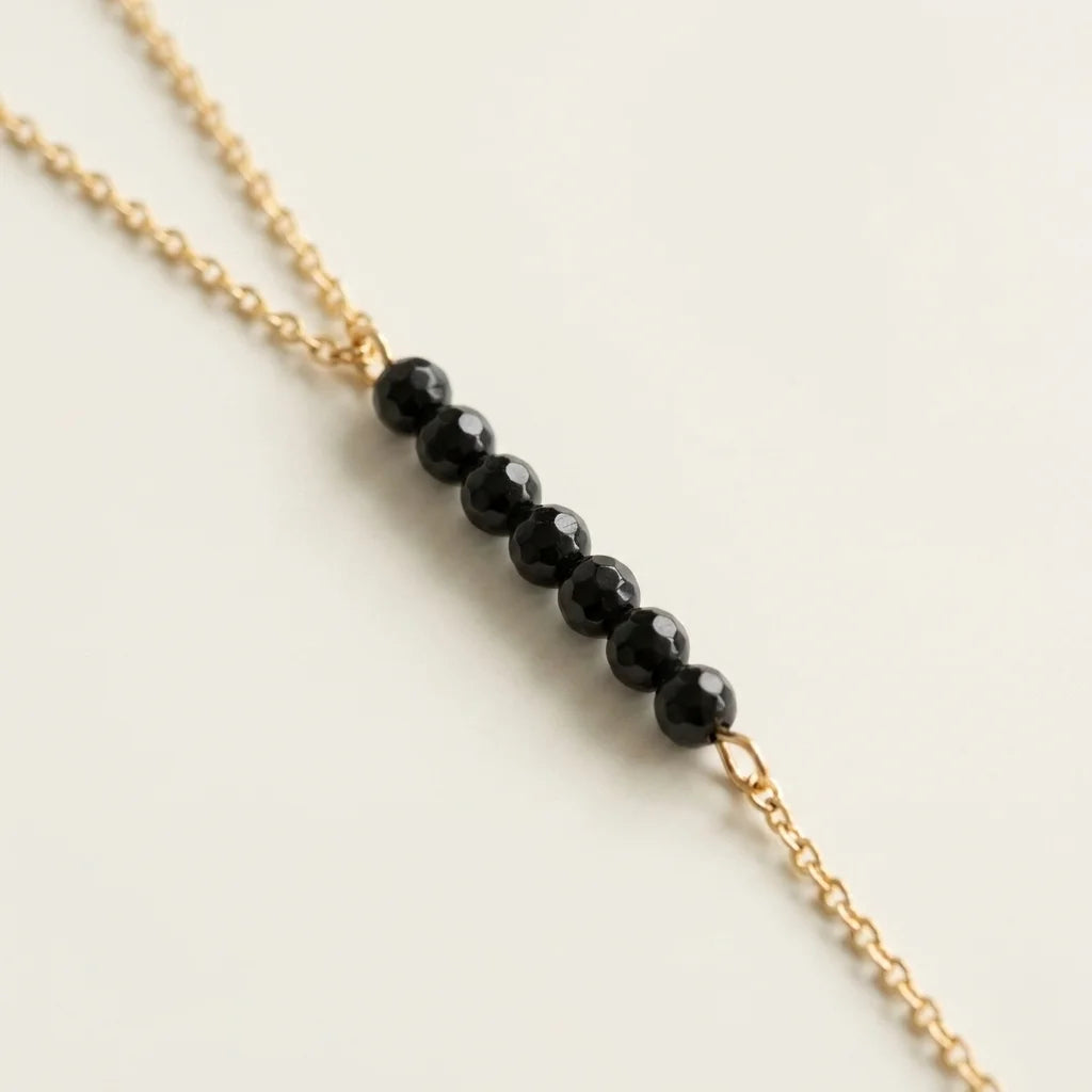 Obsidian Schutz-Halskette – Lang – Detail