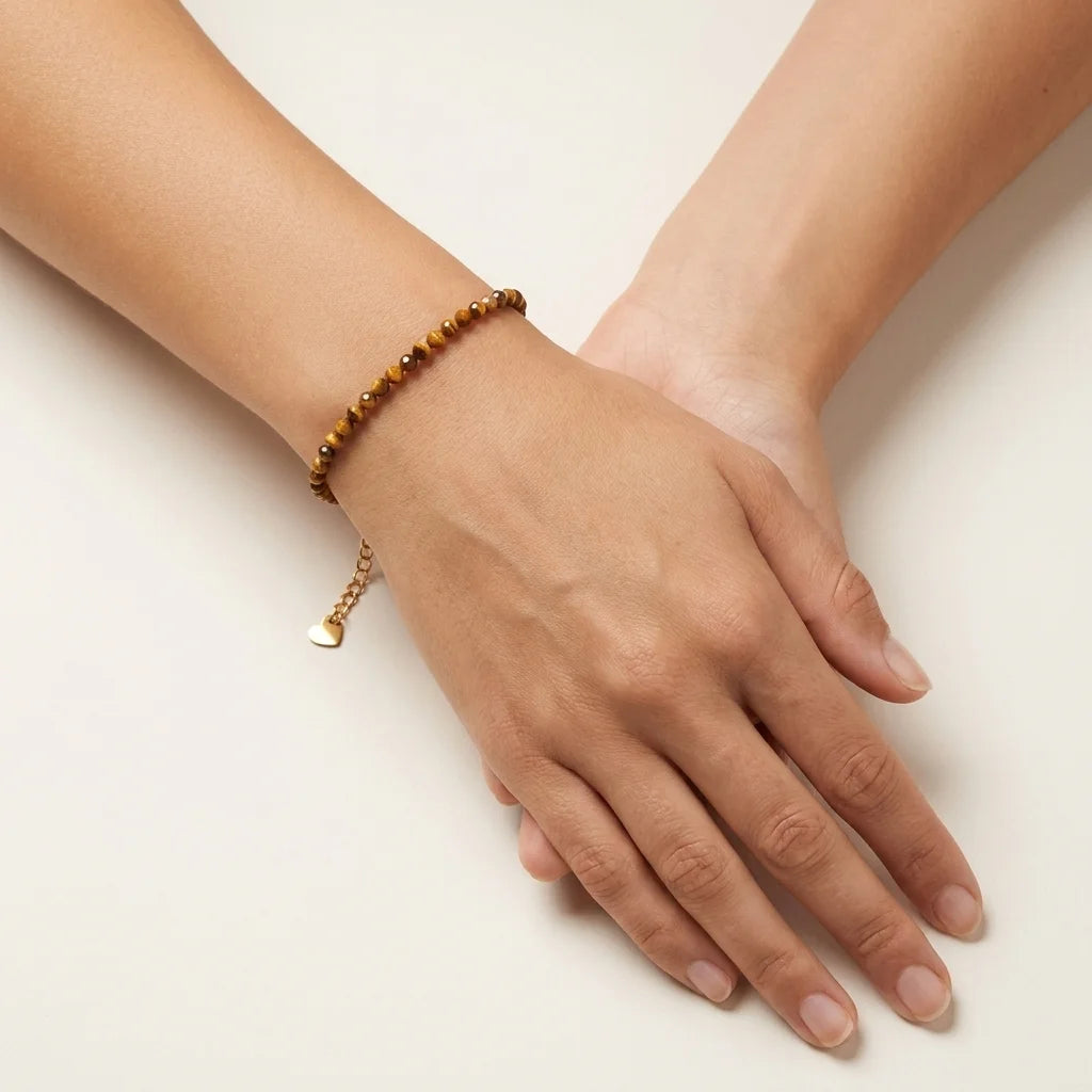 Tigerauge Mut-Armband – Filigran – getragen